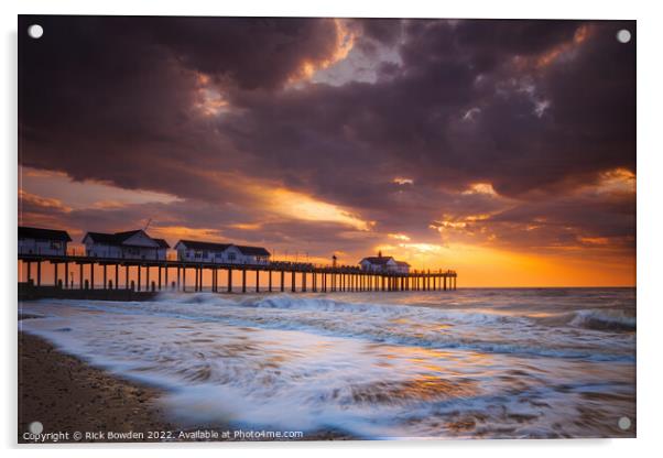 The Stormy Southwold Pier Acrylic by Rick Bowden