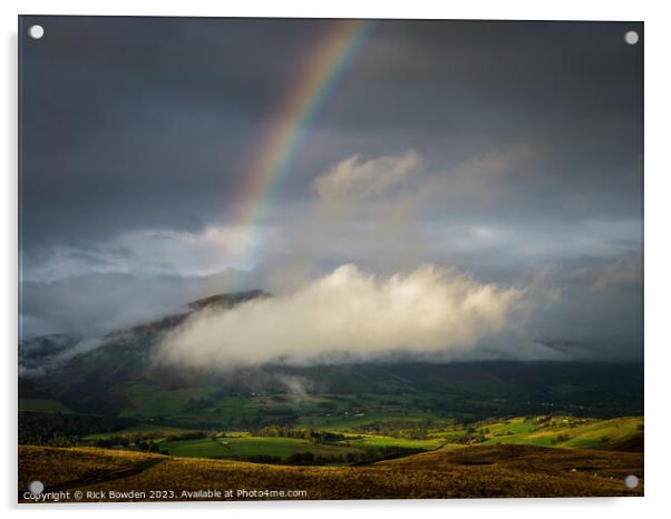 Rainbow over Blencathra Acrylic by Rick Bowden
