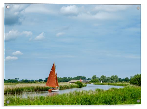 Tranquil Sailing on Thurne River Acrylic by Rick Bowden