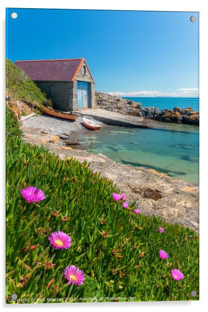 Moelfre Boathouse Anglesey Acrylic by Rick Bowden