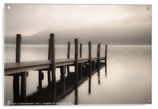 Misty Derwent Water Jetty Acrylic by Rick Bowden