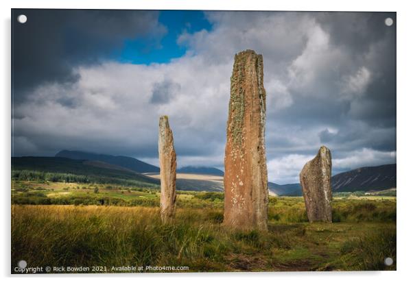 Machrie Moor Standing Stones Acrylic by Rick Bowden
