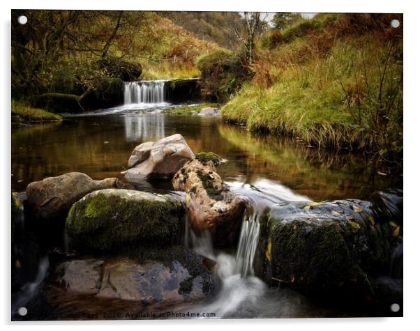 Brecon Beacons Waterfall Acrylic by Simon Rees