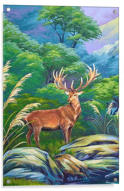 red deer Acrylic by Peter Righteous