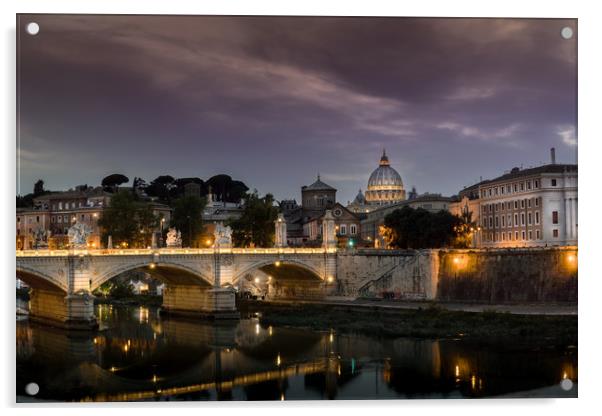 St Peters Basilica and Ponte Sant Angelo in Rome Acrylic by Chris Jones