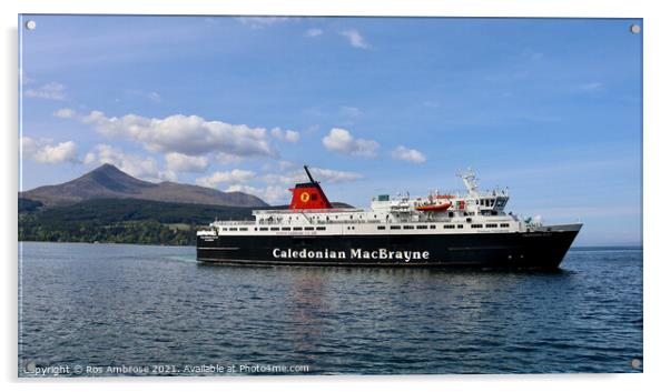 Arran Ferry Caledonian Isles Acrylic by Ros Ambrose