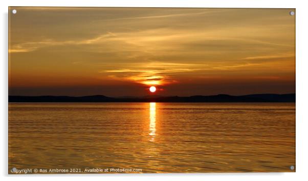 Sunset over the Isle Of Bute Acrylic by Ros Ambrose