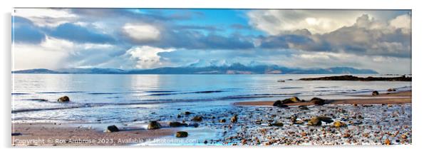 Frost-Kissed Morning: Arran from Seamill Acrylic by Ros Ambrose