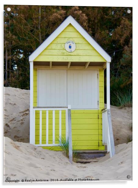 Beach Hut 173 "Bears Den" Wells-Next-The-Sea Acrylic by Ros Ambrose