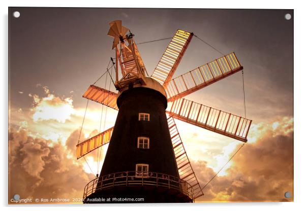 Heckington 8 Sail Windmill Acrylic by Ros Ambrose