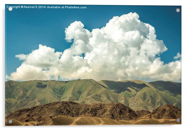  White clouds over mountains Acrylic by Azamat E