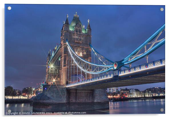  LONDON TOWER BRIDGE  Acrylic by DAVID SAUNDERS