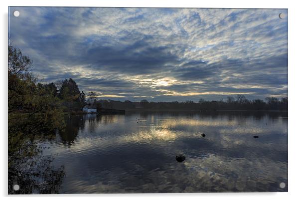  Sun coming up over Duddingston Loch Acrylic by Alan Whyte