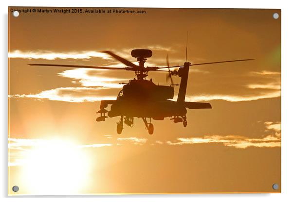  Sunset Apache AH64 attack Helicopter Acrylic by Martyn Wraight