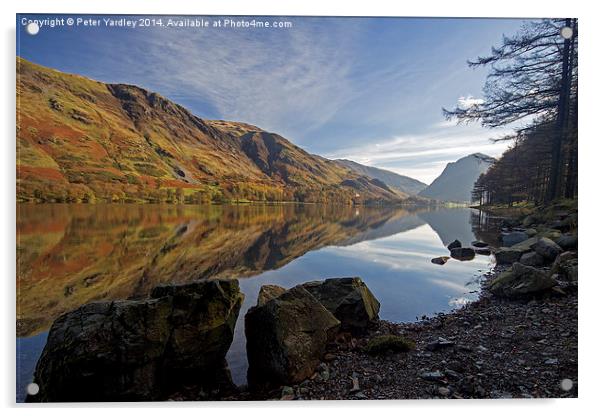 Buttermere Autumn Reflections #1 Acrylic by Peter Yardley