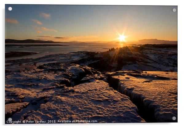 Icelandic Sunset Acrylic by Peter Yardley