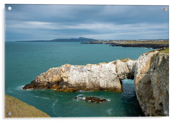 Bwa Gwyn rock arch, Rhoscolyn, Anglesey Acrylic by Andrew Kearton