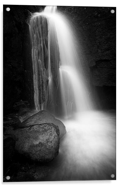  Lumsdale Falls in black and white Acrylic by Andrew Kearton