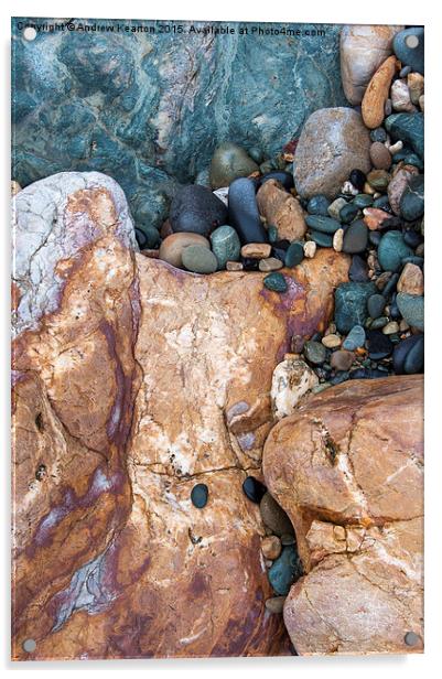  Colours in the rocks at Church Bay, Isle of Angle Acrylic by Andrew Kearton