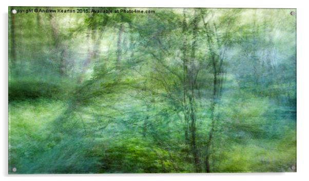  Soft pastel green colours in the woods Acrylic by Andrew Kearton