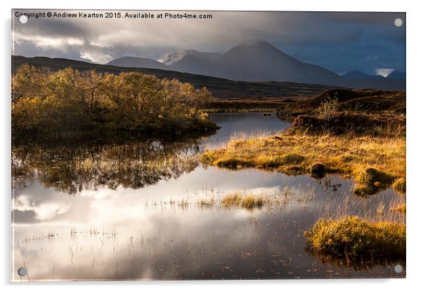  Still pool and moody mountains, Isle of Skye, Sco Acrylic by Andrew Kearton