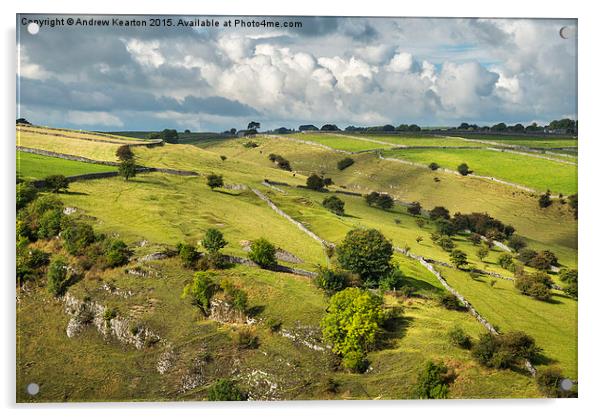  Green fields near Litton in the Peak District Acrylic by Andrew Kearton