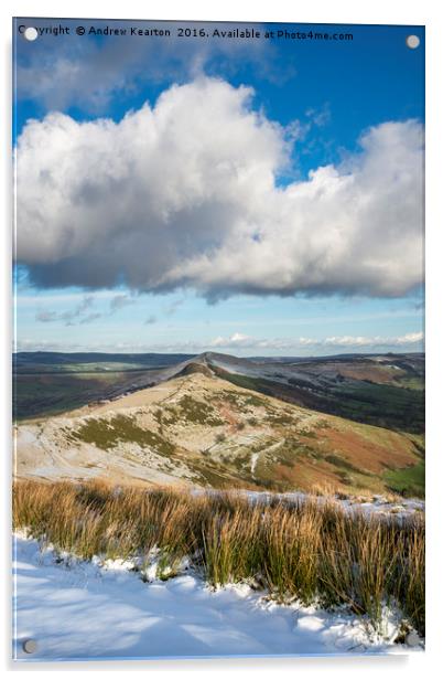 The ridge in winter, Castleton, Derbyshire Acrylic by Andrew Kearton