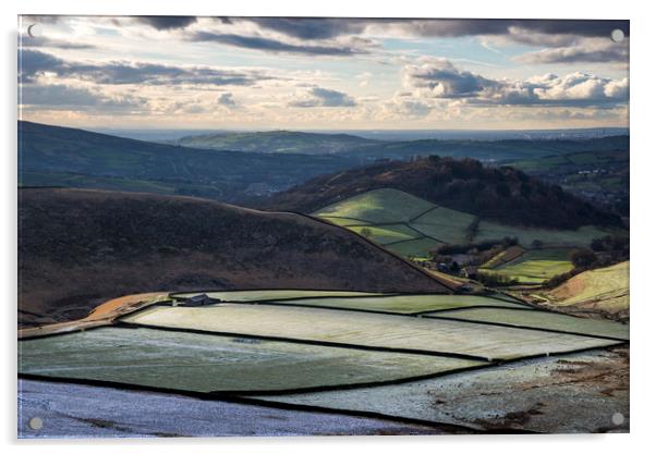 Glossop hills in winter sunlight Acrylic by Andrew Kearton