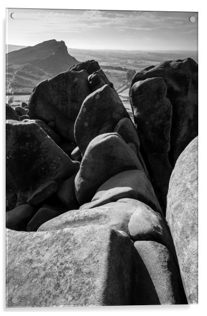 Rocky forms at The Roaches Acrylic by Andrew Kearton