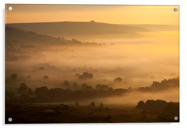 Golden mist in the Hope valley Acrylic by Andrew Kearton