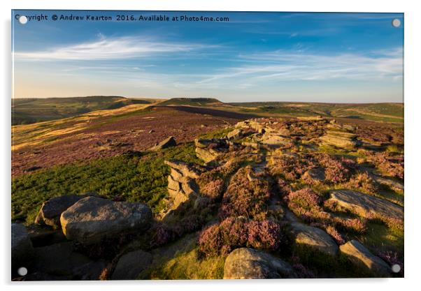 Sunset colours on Hathersage moor Acrylic by Andrew Kearton