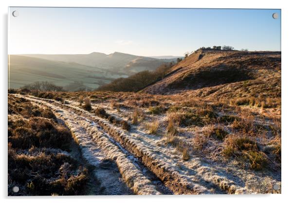 Frosty morning in the hills of the Peak DIstrict Acrylic by Andrew Kearton