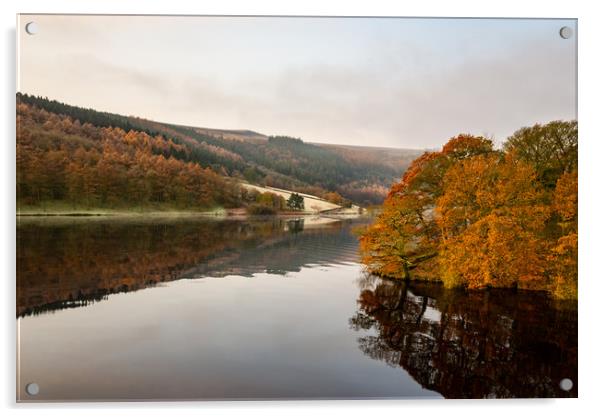 Autumn morning at Ladybower reservoir Acrylic by Andrew Kearton