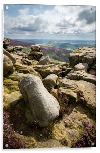 Rock forms on Upper Tor, Kinder Scout, Derbyshire Acrylic by Andrew Kearton