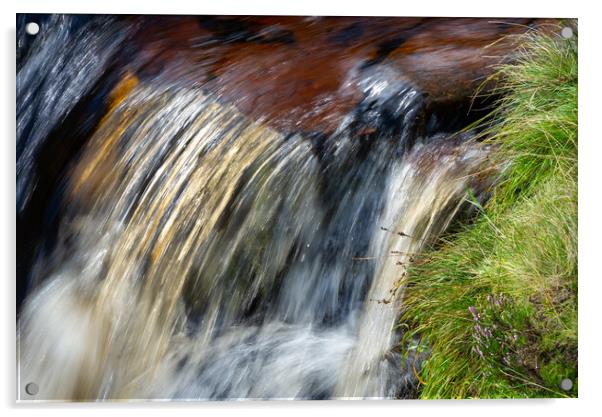 Clear water in a moorland stream Acrylic by Andrew Kearton