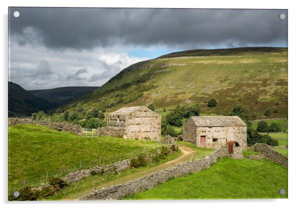 Old stone barns in Swaledale, North Yorkshire Acrylic by Andrew Kearton
