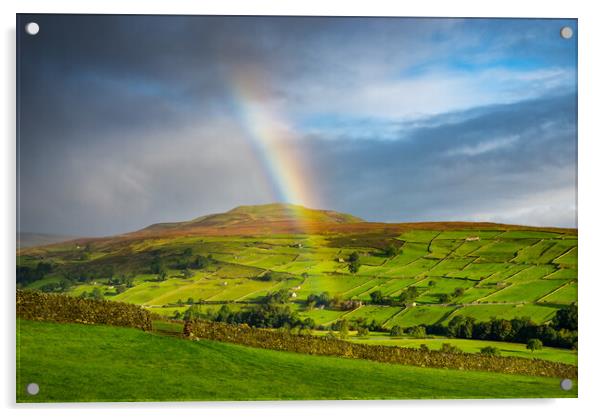 Rainbow in Swaledale, Yorkshire Dales Acrylic by Andrew Kearton