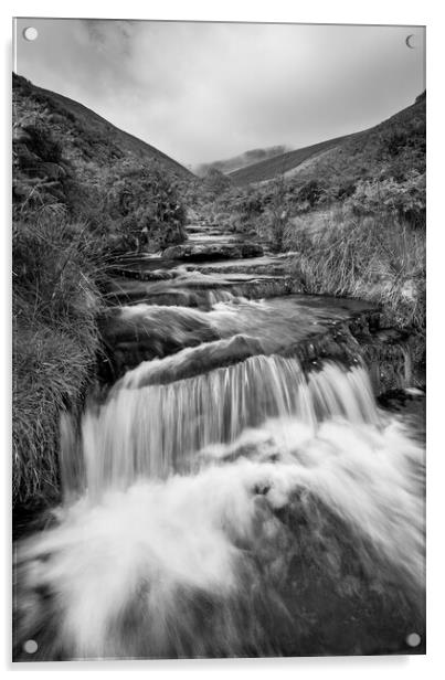 Waterfalls at Fairbrook, Peak District, Derbyshire Acrylic by Andrew Kearton