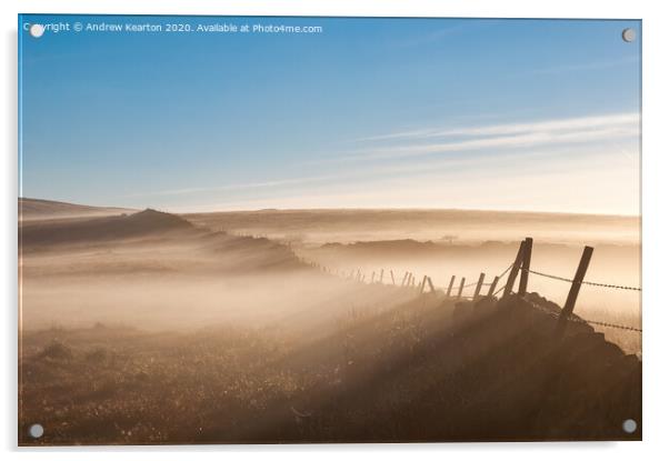 Mist drifting over a moorland wall Acrylic by Andrew Kearton
