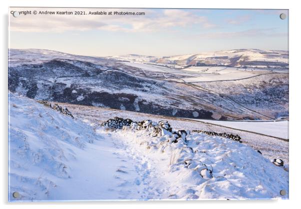 Snow in the hills of the High Peak, Derbyshire Acrylic by Andrew Kearton