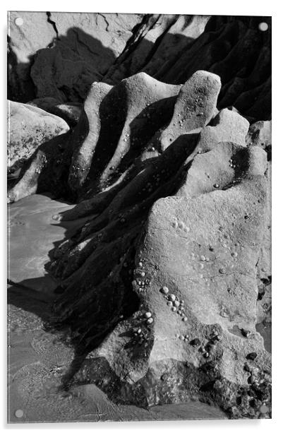 Abstract rocks on a Pembrokeshire beach Acrylic by Andrew Kearton