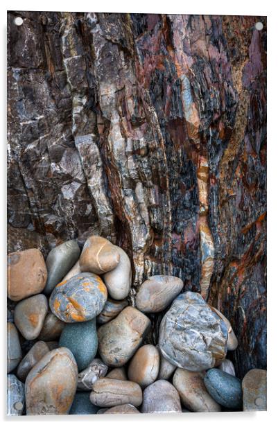 Colours and textures on a Pembrokeshire beach Acrylic by Andrew Kearton