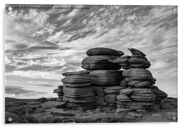 Wheel Stones, Derwent Edge, Derbyshire Acrylic by Andrew Kearton