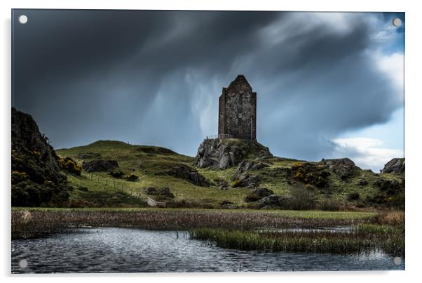Smailholm Castle Acrylic by John Malley