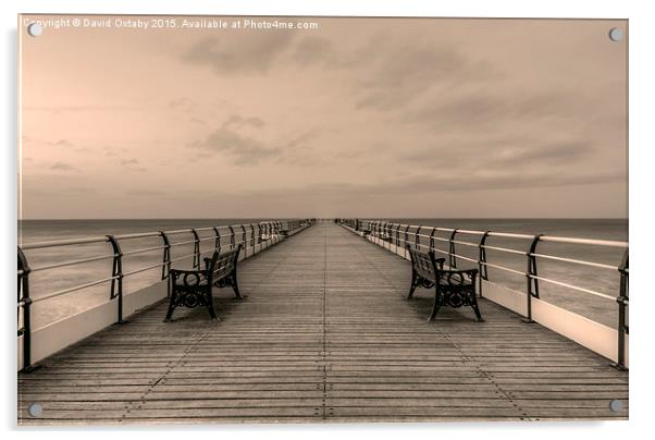  Saltburn Pier Walkway Monochrome Acrylic by David Oxtaby  ARPS
