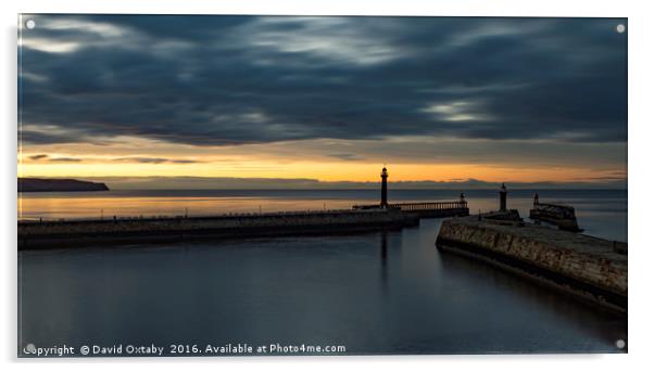 Whitby Harbour dusk Acrylic by David Oxtaby  ARPS