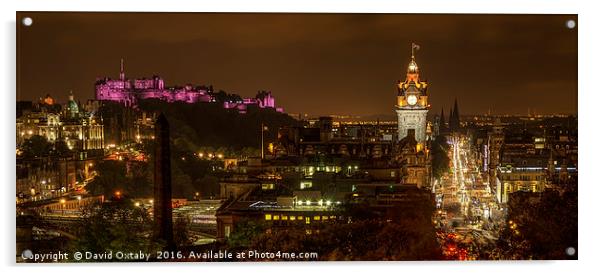 Edinburgh at night from Calton Hill Acrylic by David Oxtaby  ARPS