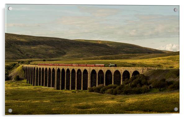 Flying Scotsman passing over Ribbleshead Viaduct Acrylic by David Oxtaby  ARPS