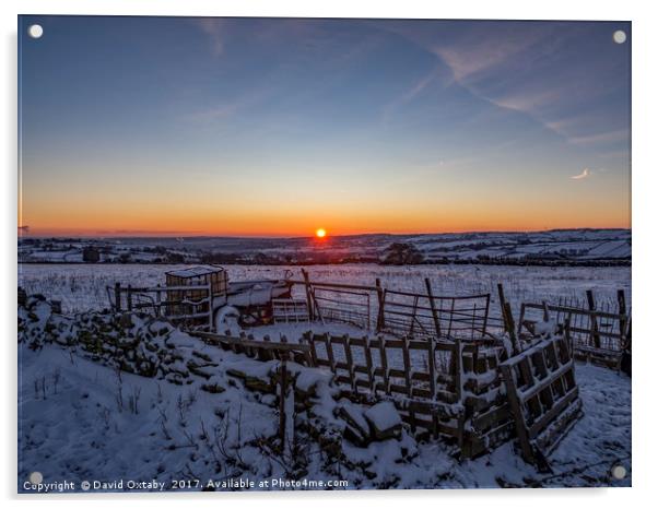 Sun Rising over Bradford Acrylic by David Oxtaby  ARPS