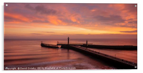 Whitby Harbour sunrise Acrylic by David Oxtaby  ARPS
